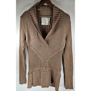 Vintage Old Navy Light Brown Cowl Neck Y2K Sweater